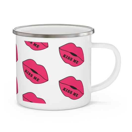 Kiss Me Enamel Camping Mug