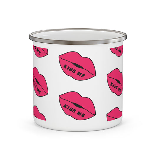 Kiss Me Enamel Camping Mug