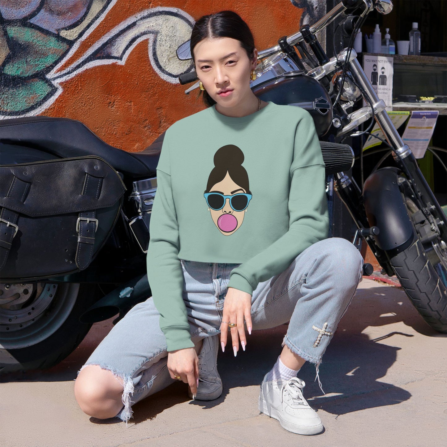 Bubble Gum Women's Cropped Sweatshirt