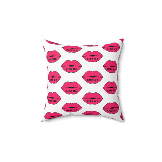 Kiss me Spun Polyester Square Pillow