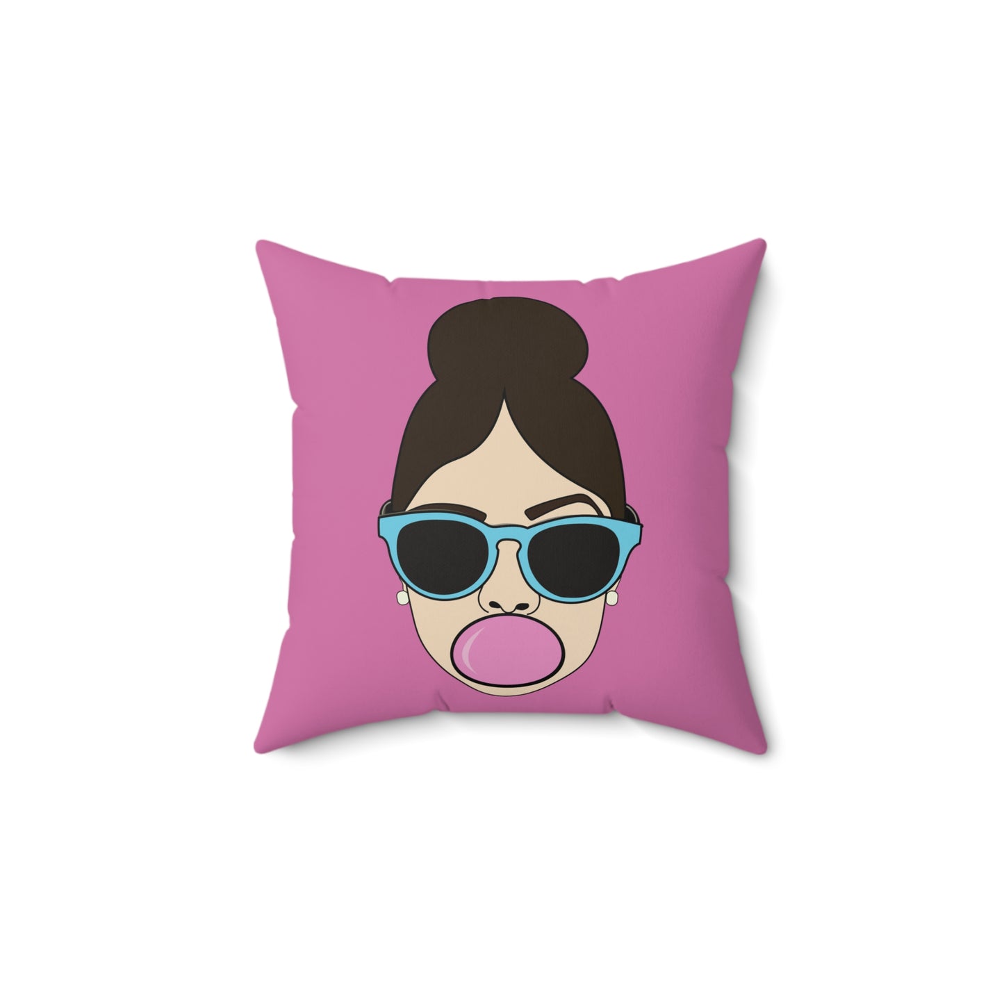 Pink BubbleGum Spun Polyester Square Pillow