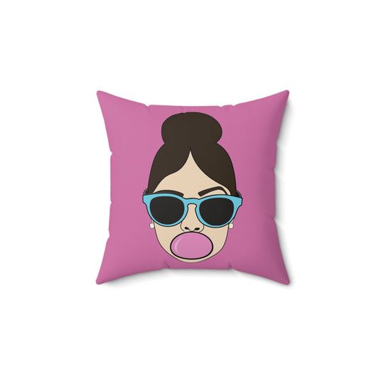 Pink BubbleGum Spun Polyester Square Pillow