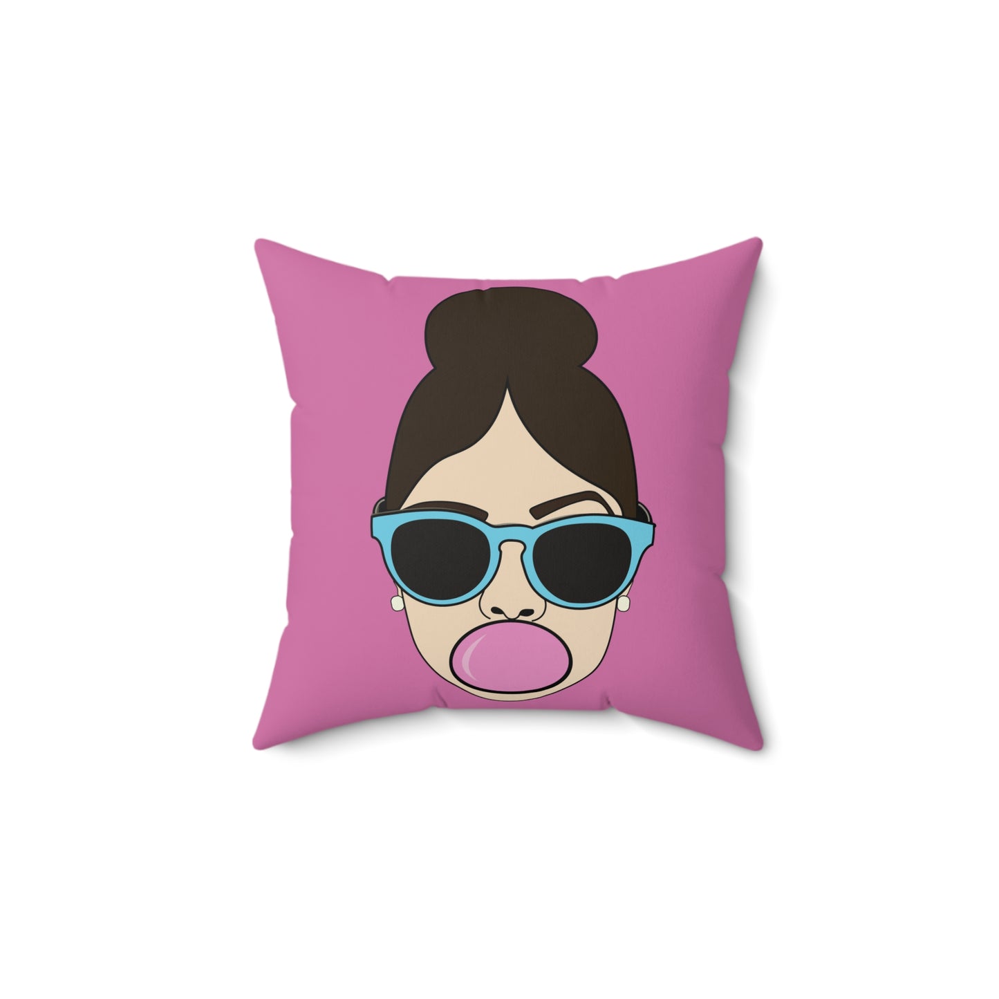 Pink BubbleGum Spun Polyester Square Pillow