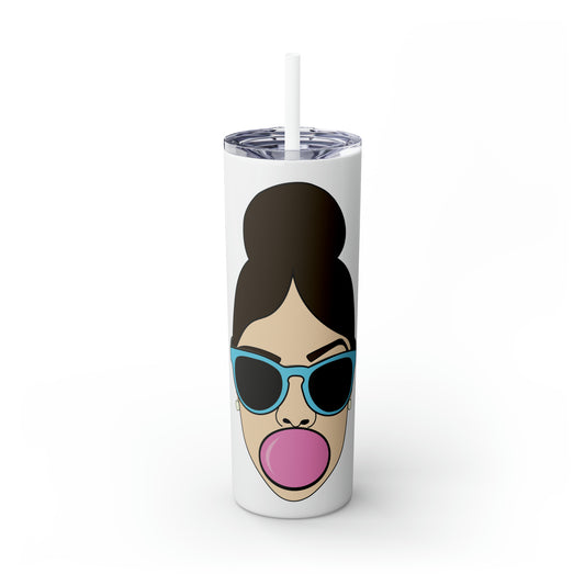 Bubble Gum Skinny Tumbler with Straw, 20oz