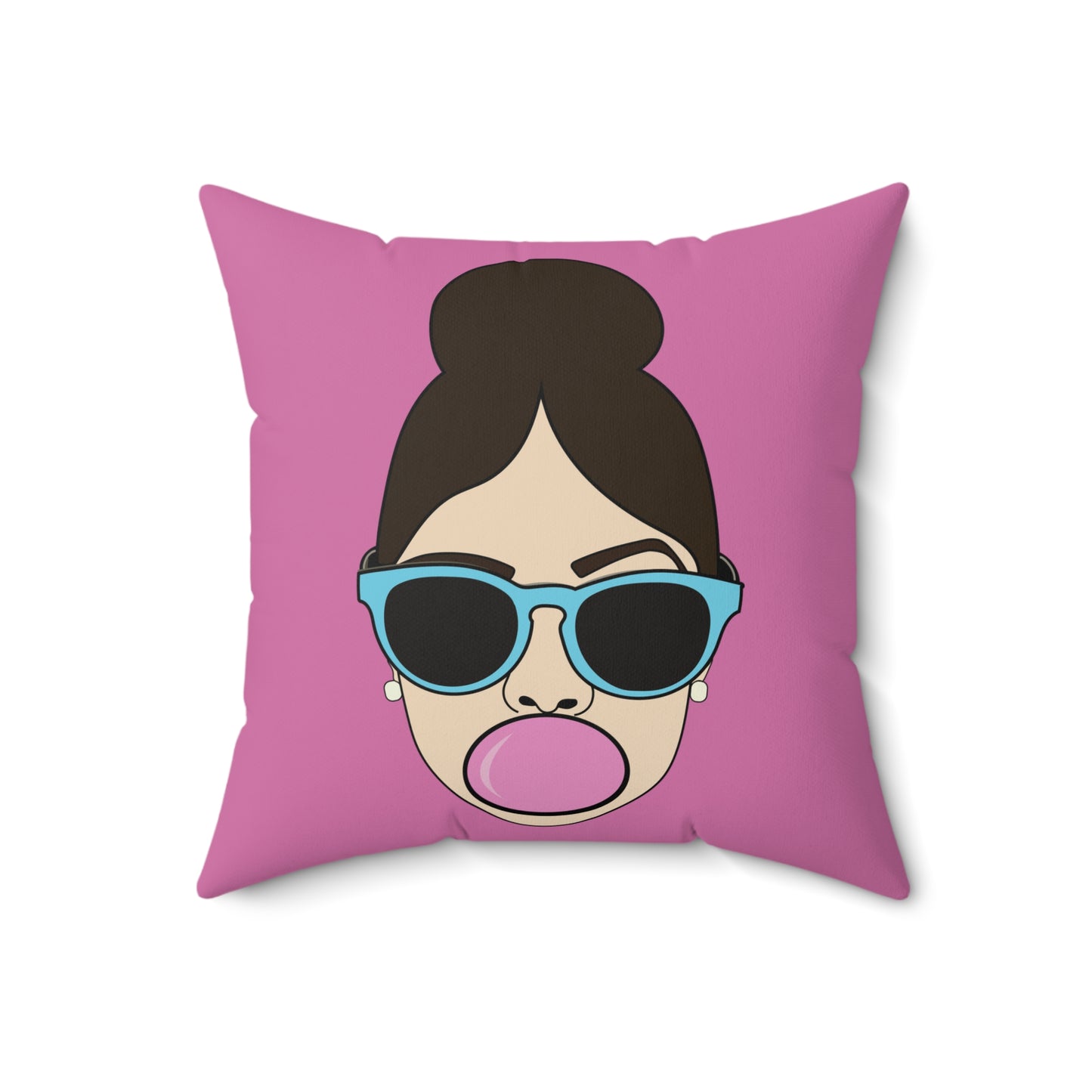 Pink BubbleGum Spun Polyester Square Pillow