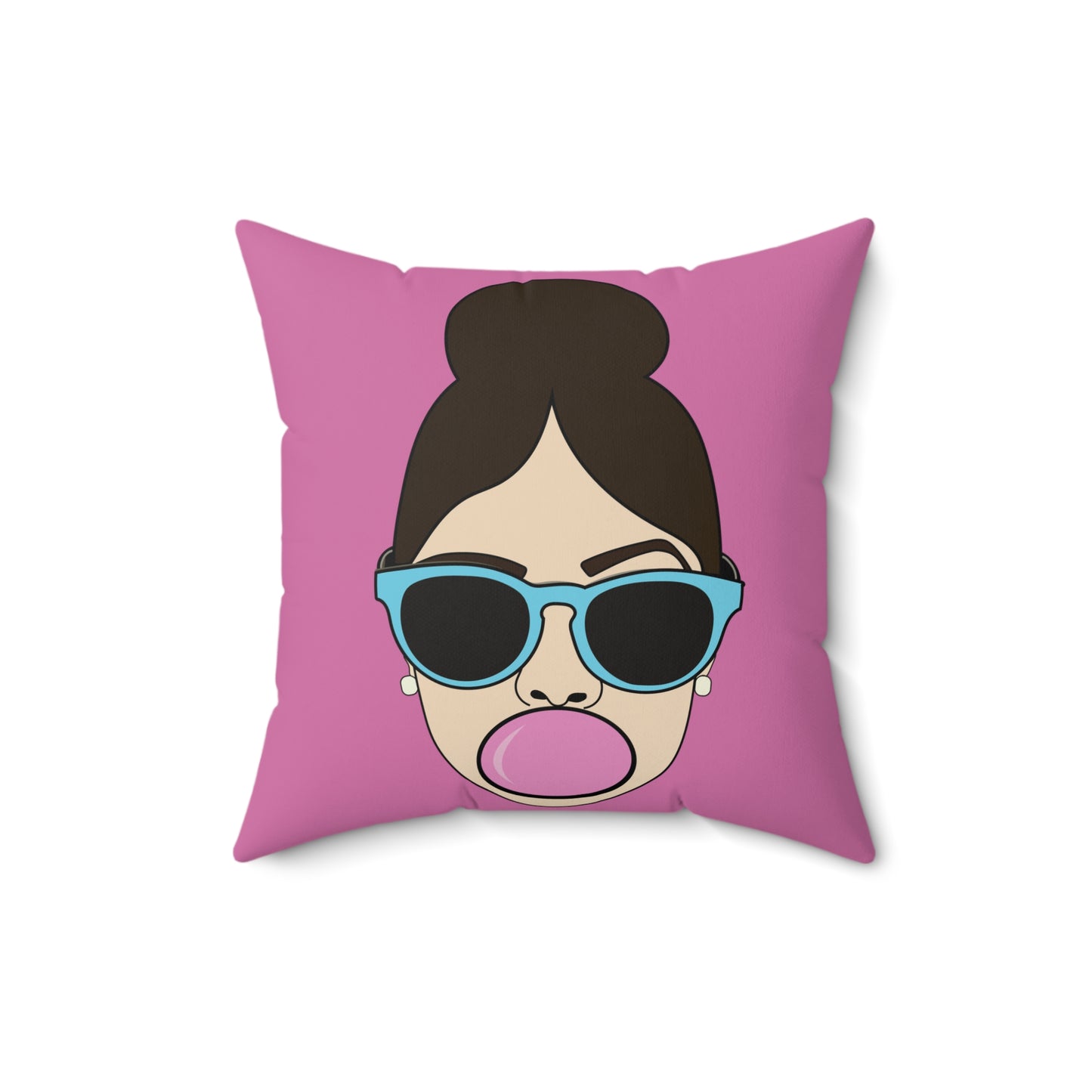 Pink BubbleGum Spun Polyester Square Pillow