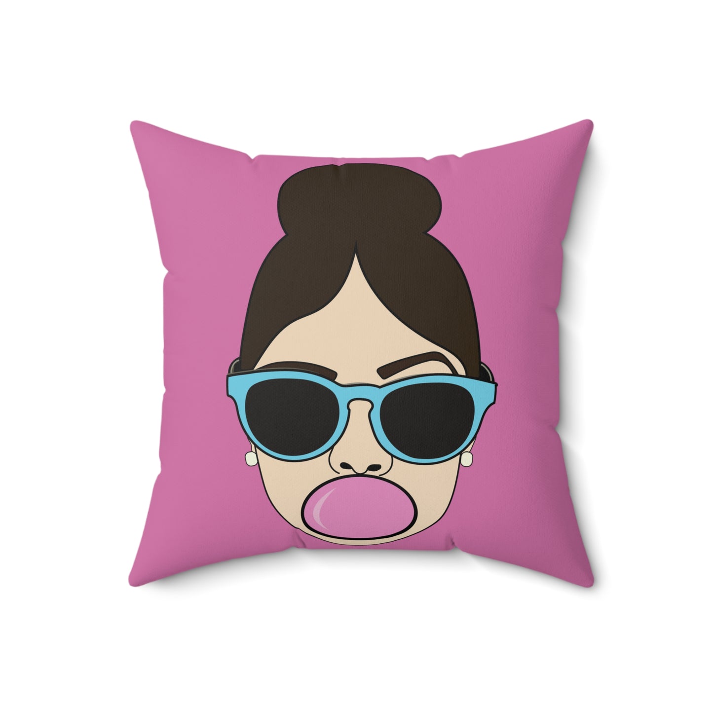 Pink BubbleGum Spun Polyester Square Pillow