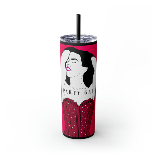 Party Gal Skinny Tumbler with Straw, 20oz