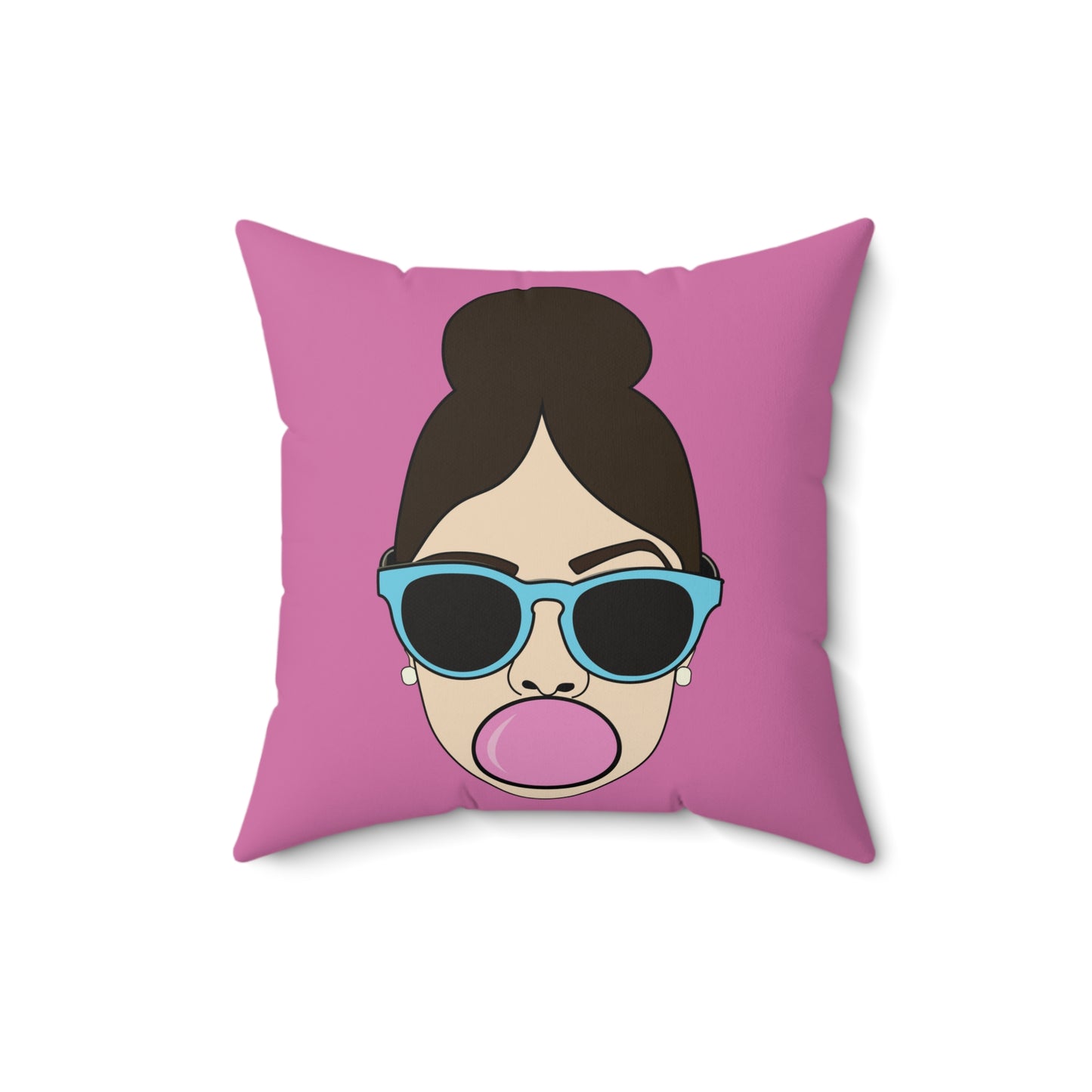 Pink BubbleGum Spun Polyester Square Pillow