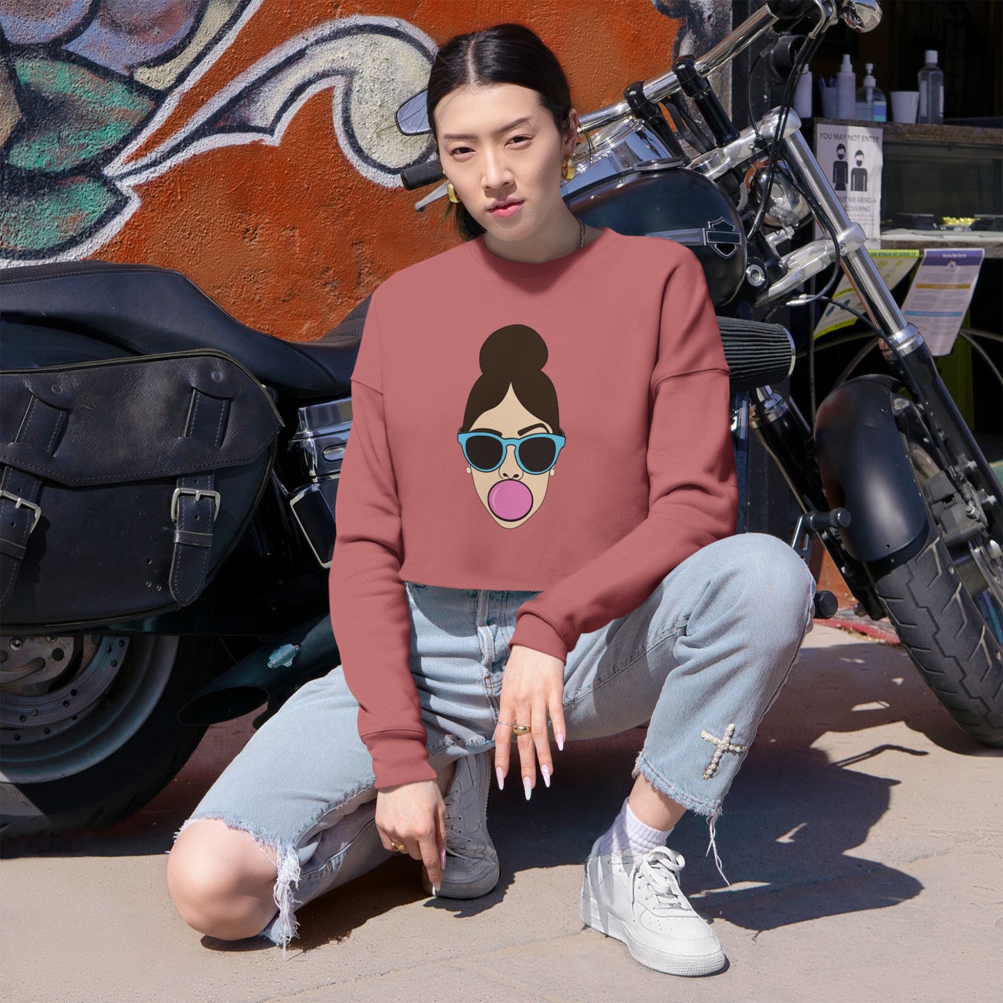 Bubble Gum Women's Cropped Sweatshirt